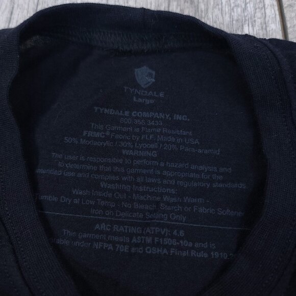 Tyndale FR Mens Baselayer Shirt Size Large Navy Blue Flame Resistant Long Sleeve - Picture 5 of 6
